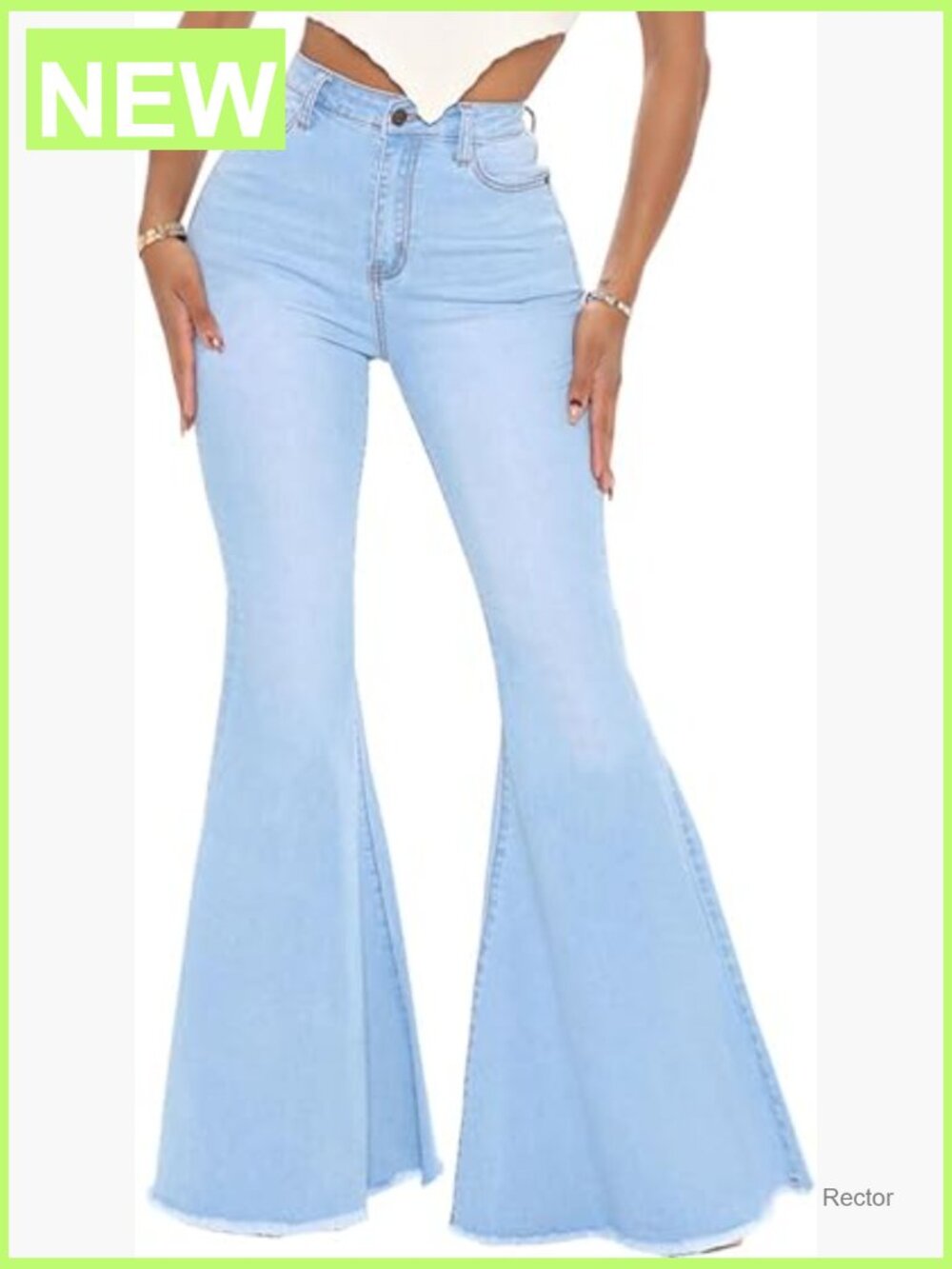 Extra High Rise Flared Bell Bottom Jeans Raw Hem Wide Leg Denim Pants